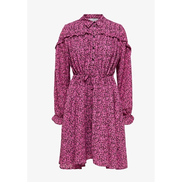 Selected Femme Dresses & Skirts - SELECTED FEMME Pink Floral Ruffles Boho Luxury Scandinavian 34 US 6 Eco Friendly